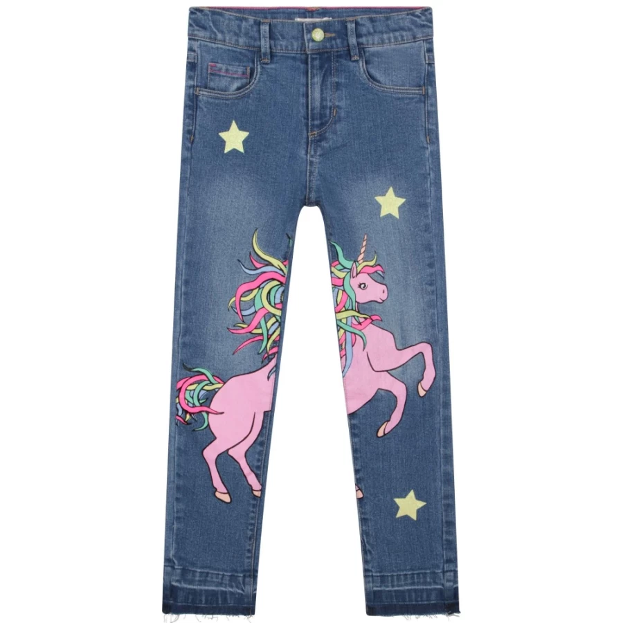 BILLIEBLUSH Girls' 5-Pocket Jeans in Double Stone & Bleach Wash