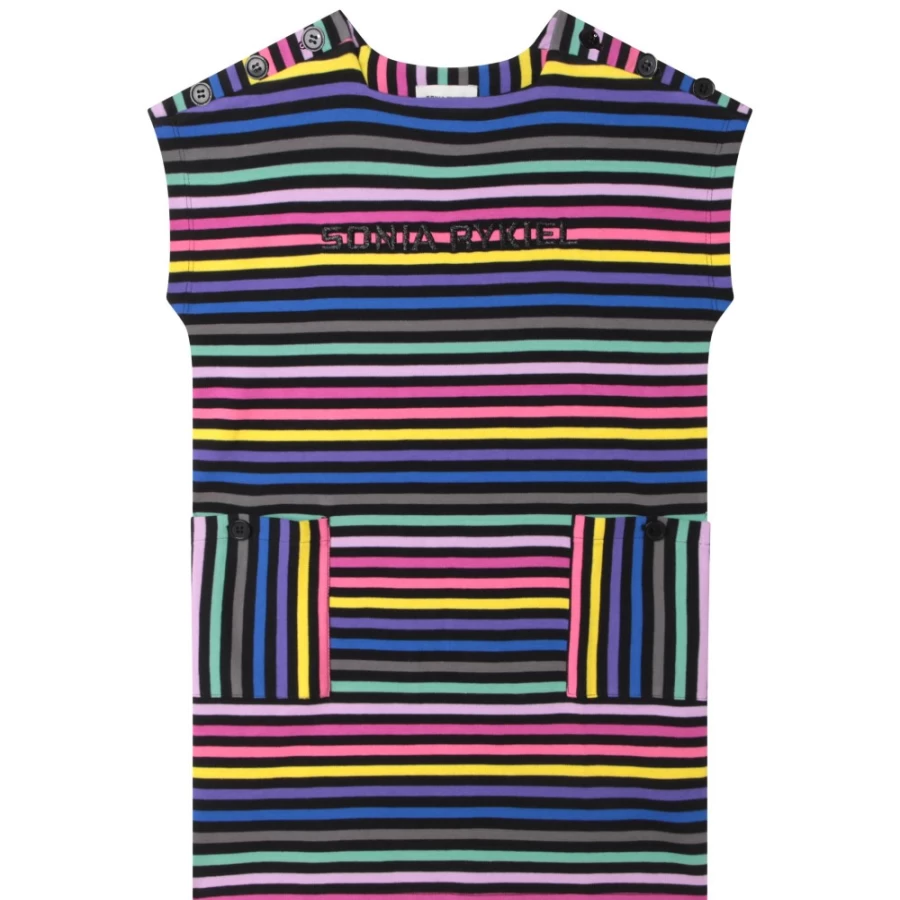 SONIA RYKIEL Girls' Multicoloured Striped Short-Sleeved Dress