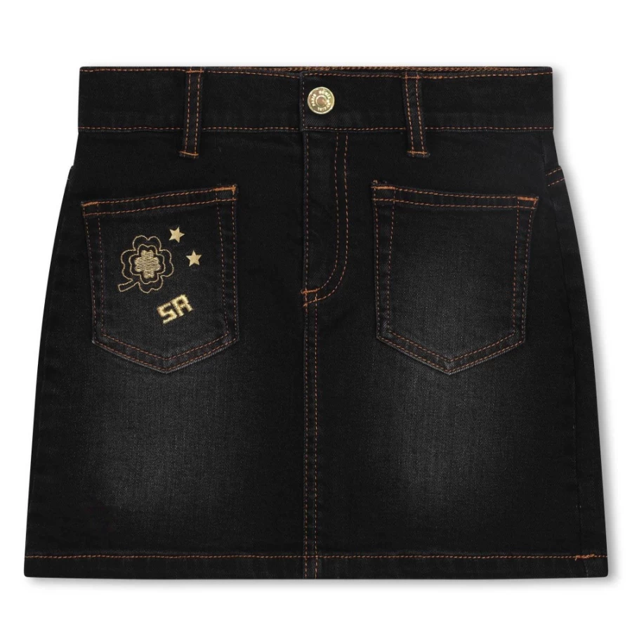 SONIA RYKIEL Denim Black Skirt for Girls - Stylish Kids' Denim Skirt