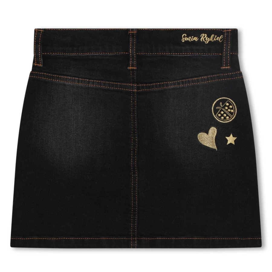 SONIA RYKIEL Denim Black Skirt for Girls - Stylish Kids' Denim Skirt