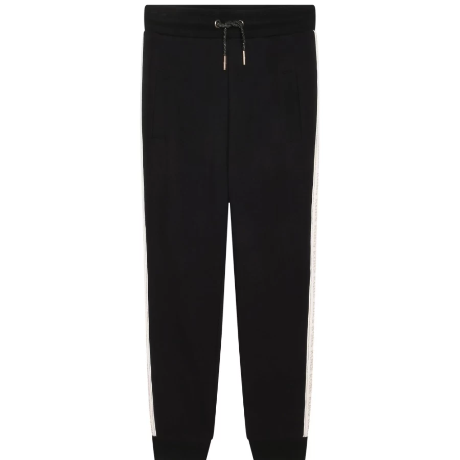 MICHAEL KORS Girls' Black Fleece Jogging Pants for Comfort & Style