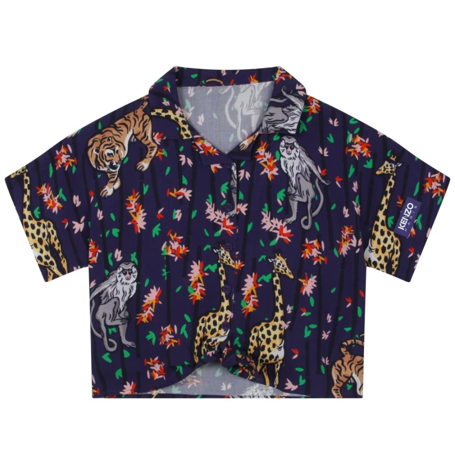 KENZO KIDS Girls' Blue Short Sleeve Shirt | Casual Summer Top