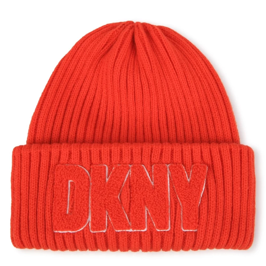 DKNY Girls' Poppy Knitted Cap - Soft Winter Beanie for Kids