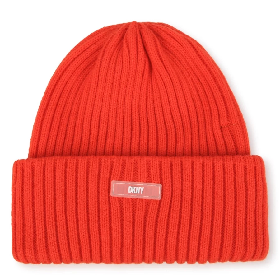 DKNY Girls' Poppy Knitted Cap - Soft Winter Beanie for Kids