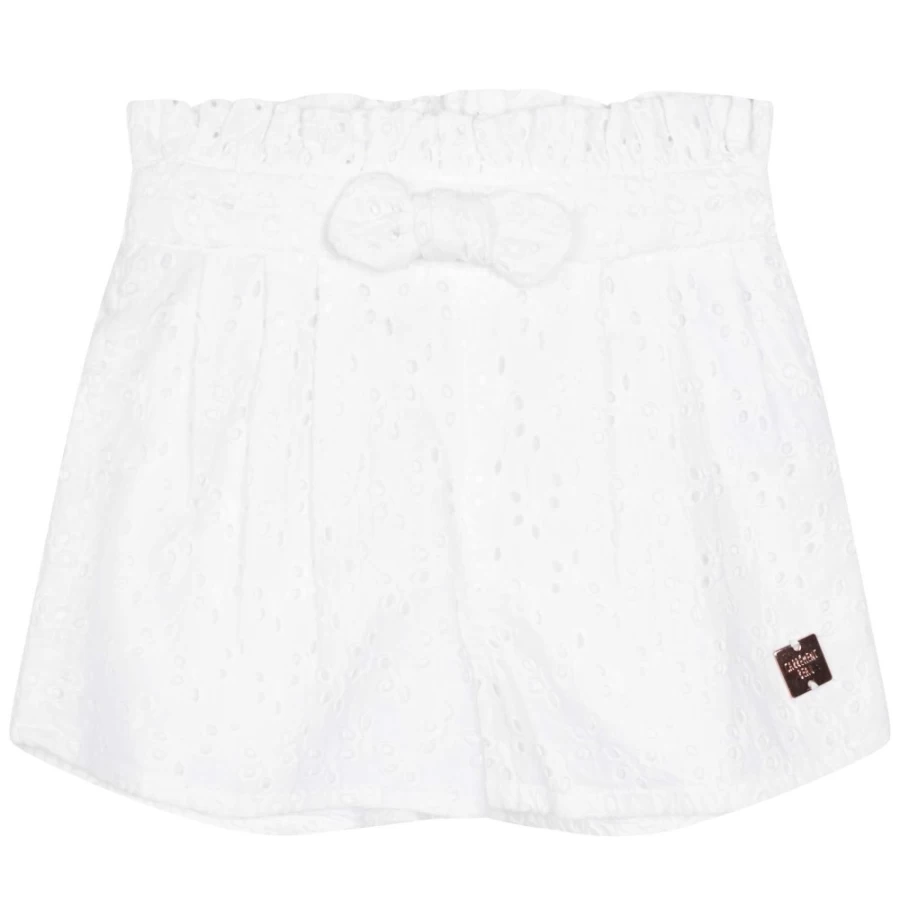 CARREMENT BEAU Girls' White Broderie Anglaise Shorts | Embroidered Summer Shorts