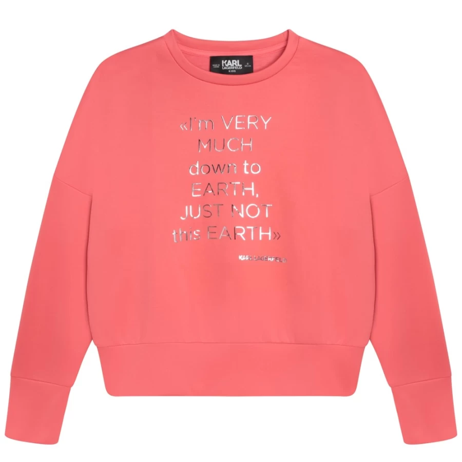 KARL LAGERFELD KIDS Girls Tomato Red Print Sweatshirt