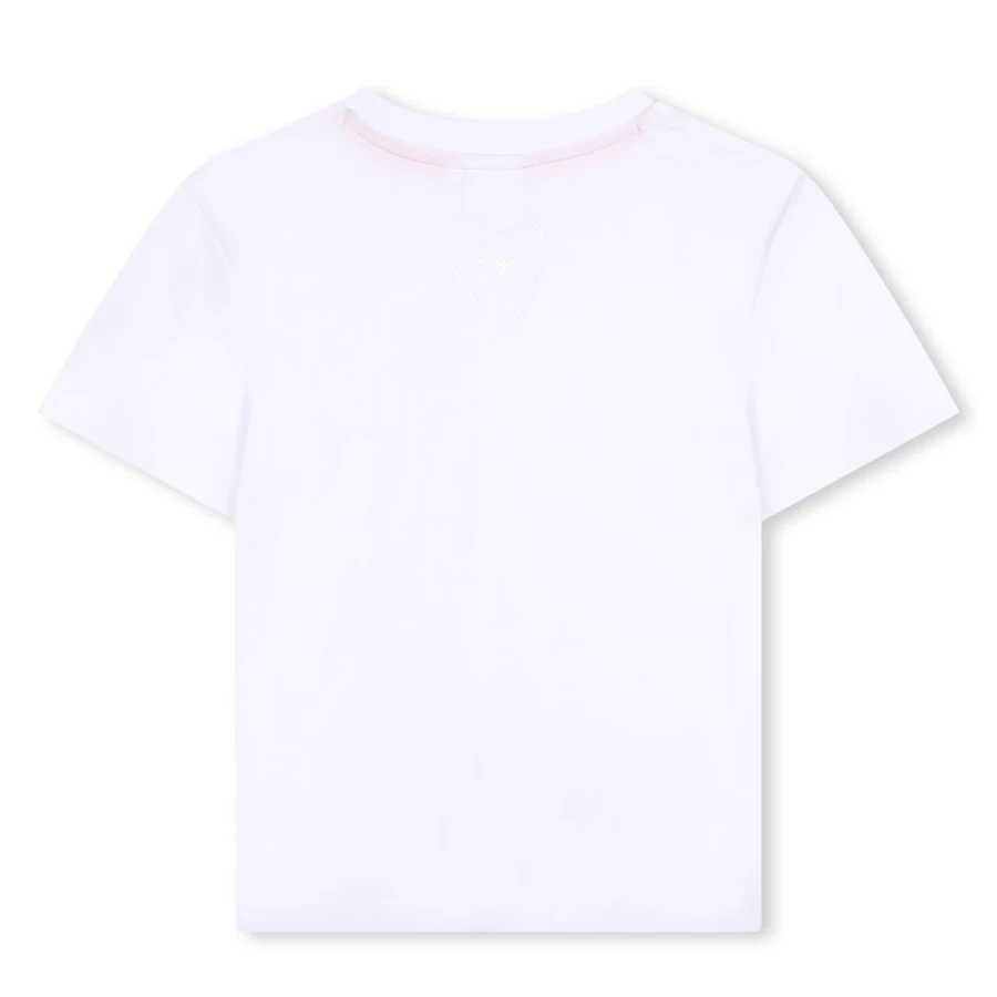 HUGO Girls White T-Shirt With Heart Print - Stylish Casual Top