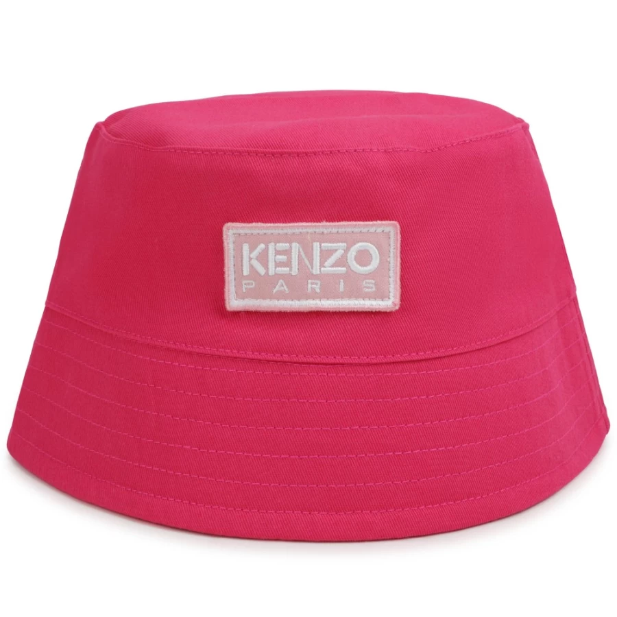 KENZO KIDS Girls Fuschia Cotton-Lined Bucket Hat for Sun Protection