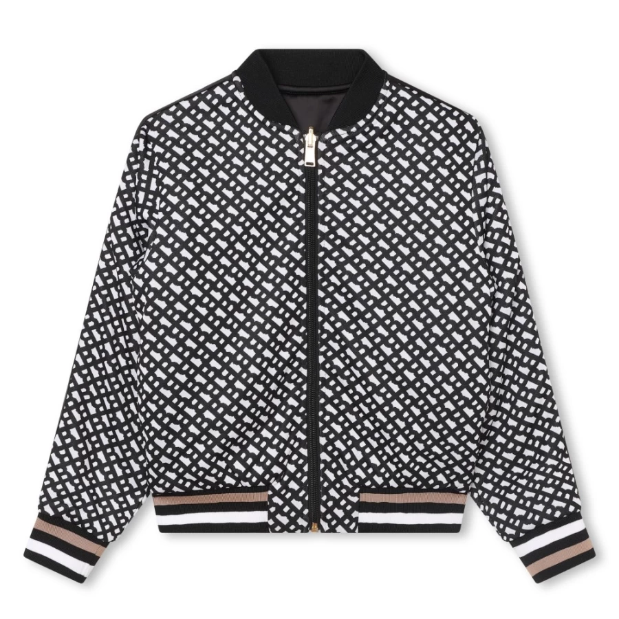 BOSS Girls' Black Reversible Zip-Up Cardigan