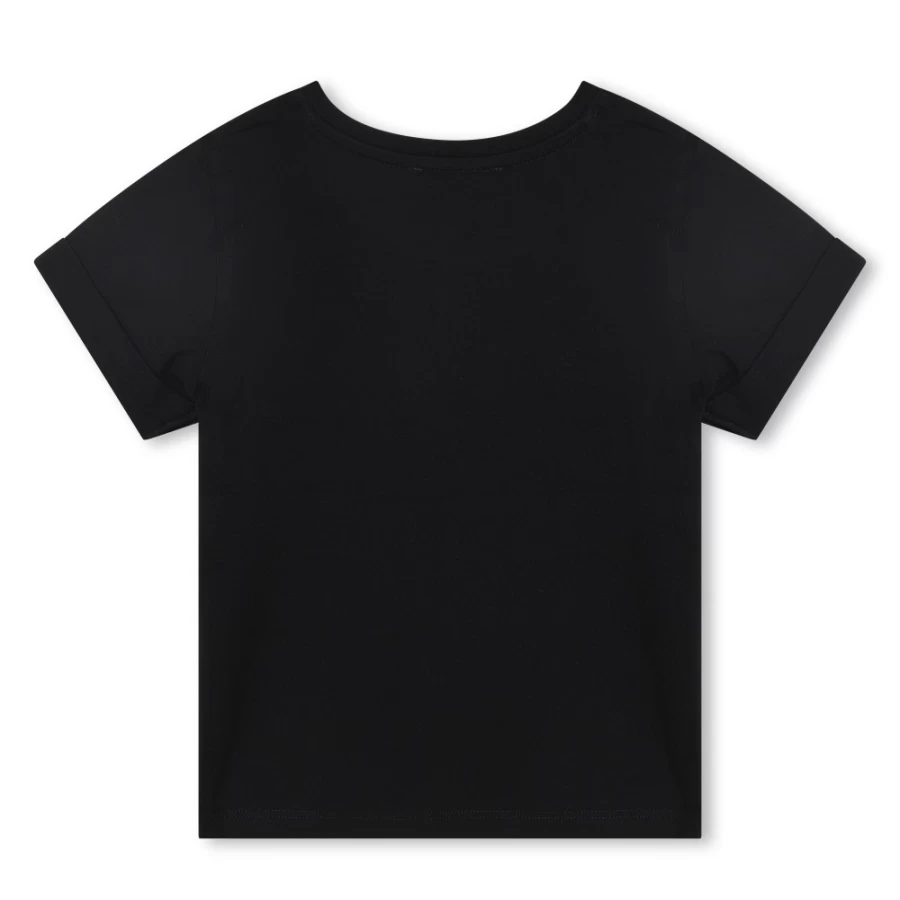 MICHAEL KORS Girls Black Short-Sleeved Cotton T-Shirt for Casual Wear