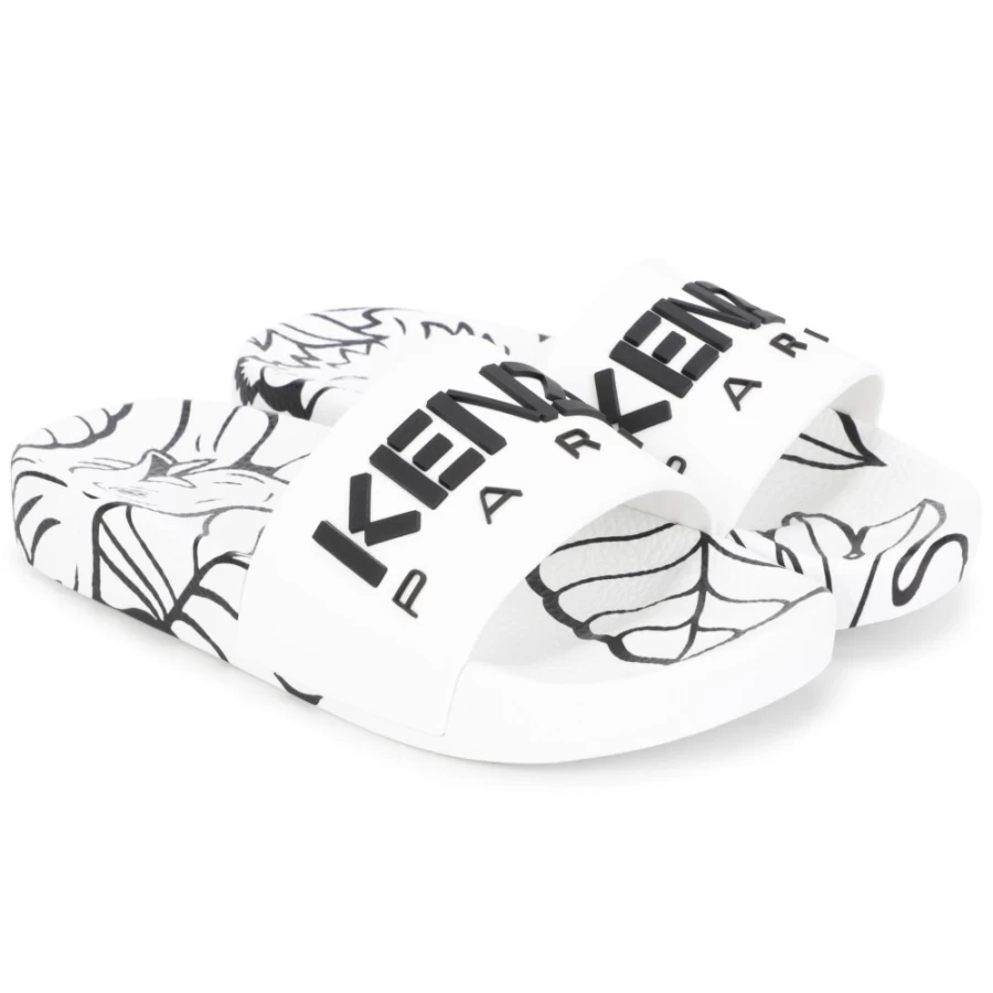 KENZO KIDS Girls White Flip-Flops with Comfortable Rubber Sole