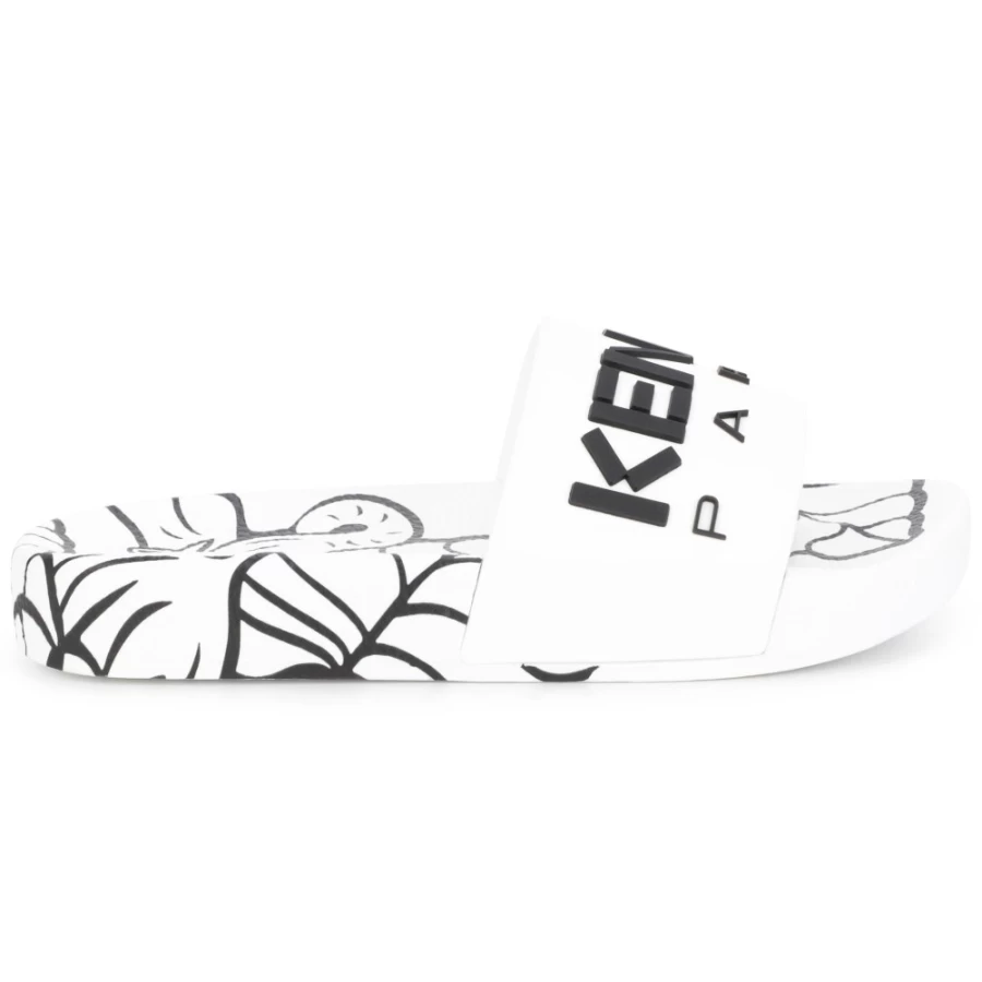 KENZO KIDS Girls White Flip-Flops with Comfortable Rubber Sole