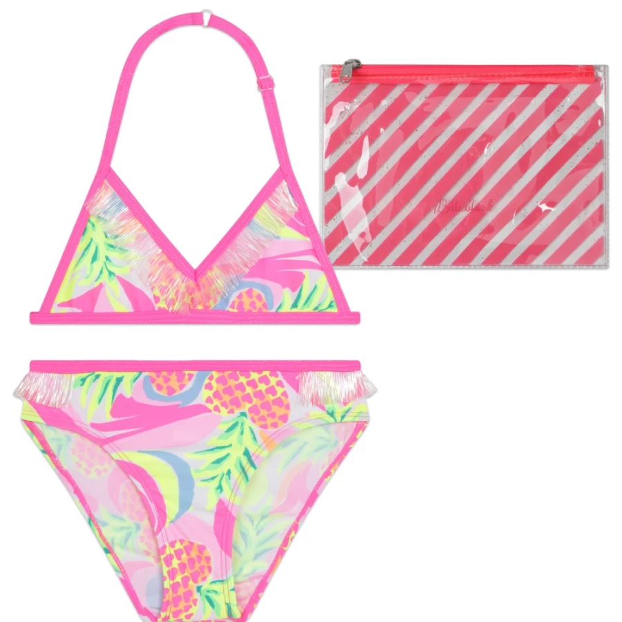 BILLIEBLUSH Girls' Multicolored Printed 2-Piece Swimsuit | Stylish Bathing Suit for Kids