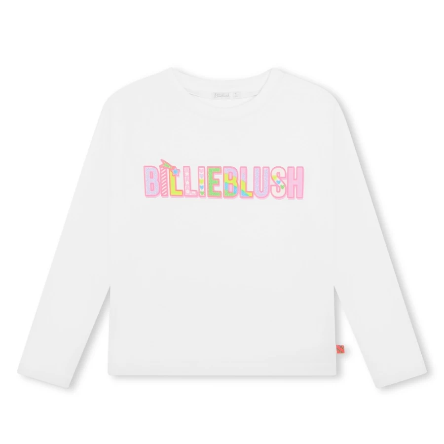 BILLIEBLUSH Girls Ivory Long Sleeve T-Shirt for Kids - Soft Cotton Top