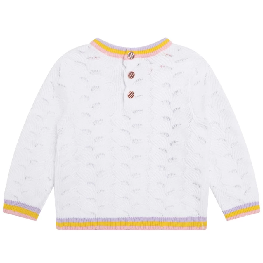 CARREMENT BEAU White Knit Jumper With Striped Edges for Girls
