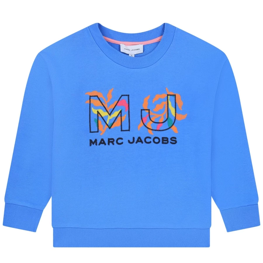 MARC JACOBS Pale Blue Cotton Fleece Sweatshirt for Girls - Soft Cozy Pullover
