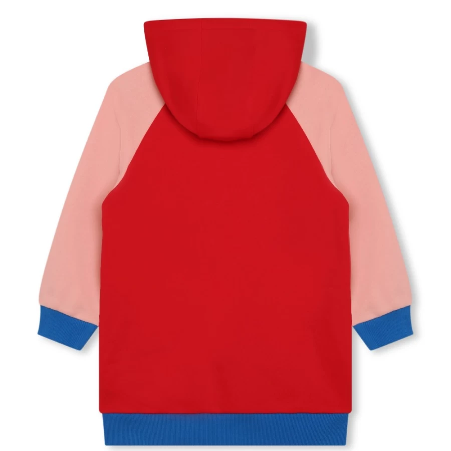 KENZO KIDS Bright Red Hooded Fleece Dress for Girls - Warm Winter Pullover Dress