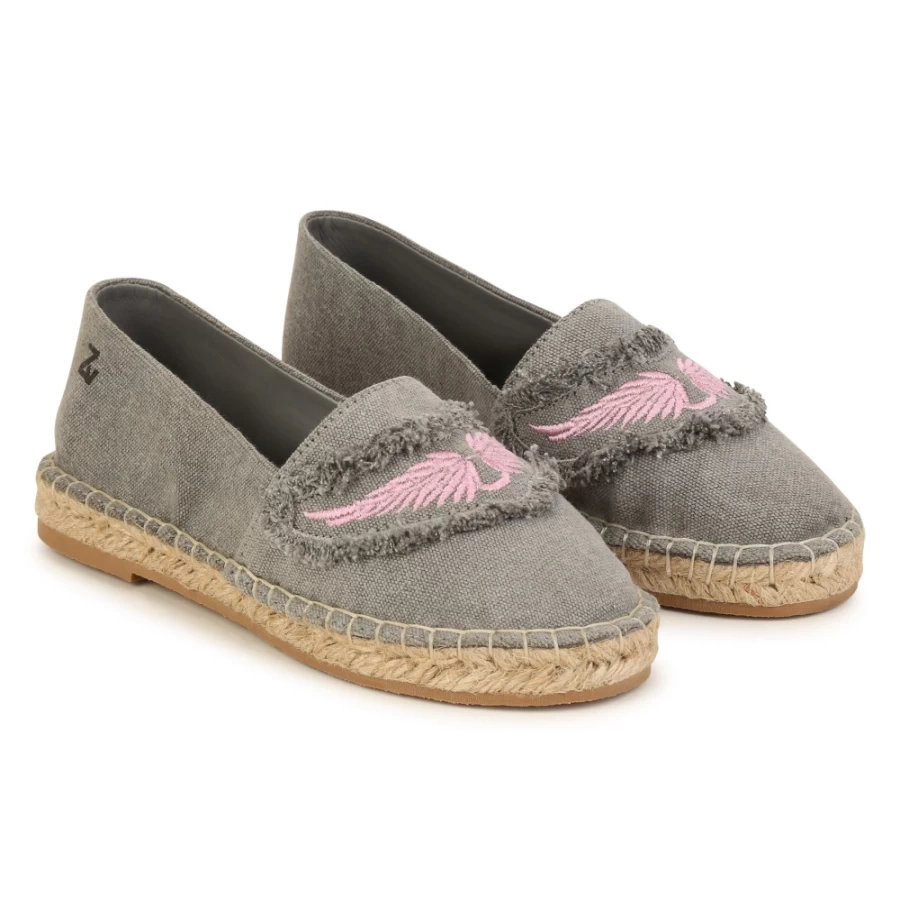 ZADIG & VOLTAIRE Light Grey Cotton Canvas Espadrilles for Girls