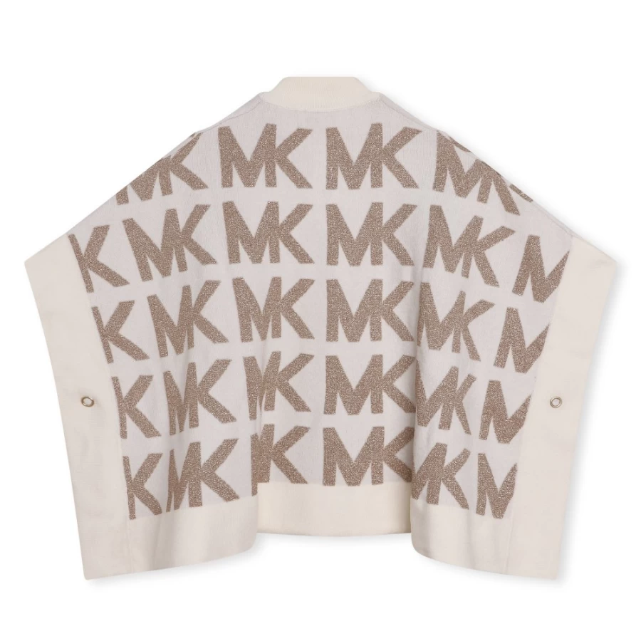 MICHAEL KORS Cream Knitted Cape for Girls - Cozy Winter Wear