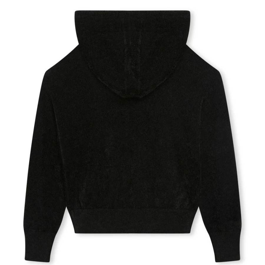 Givenchy Black Knitted Hooded Cardigan for Girls - Elegant & Cozy Outerwear