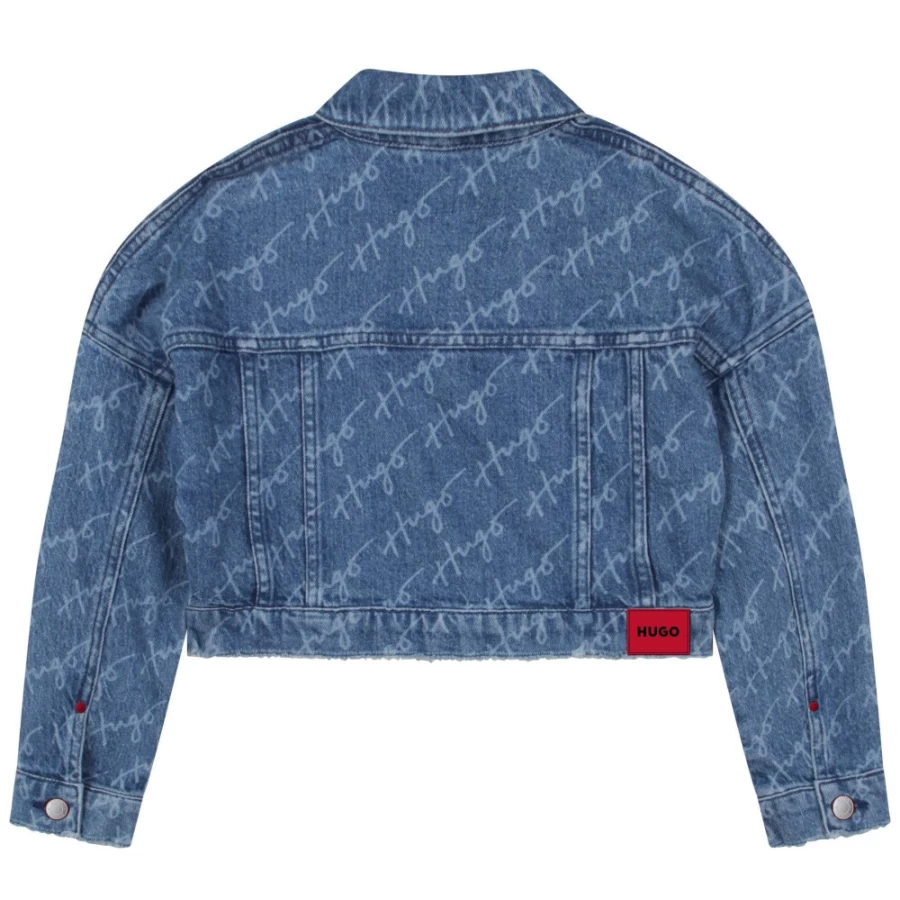 HUGO Bleach Washed Denim Jacket for Girls - Stylish Short Jean Jacket