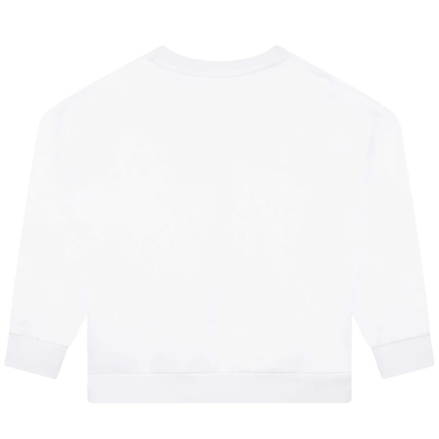 BOSS Girl's White Loose-Fit Cotton Sweatshirt - Comfortable Casual Pullover