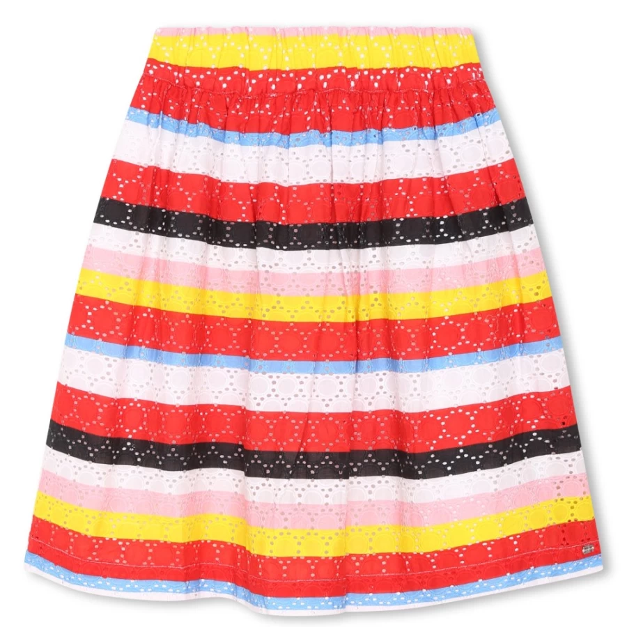 SONIA RYKIEL Girls' Multicoloured Broderie Anglaise Skirt - Floral Embroidery Cotton Summer Skirt