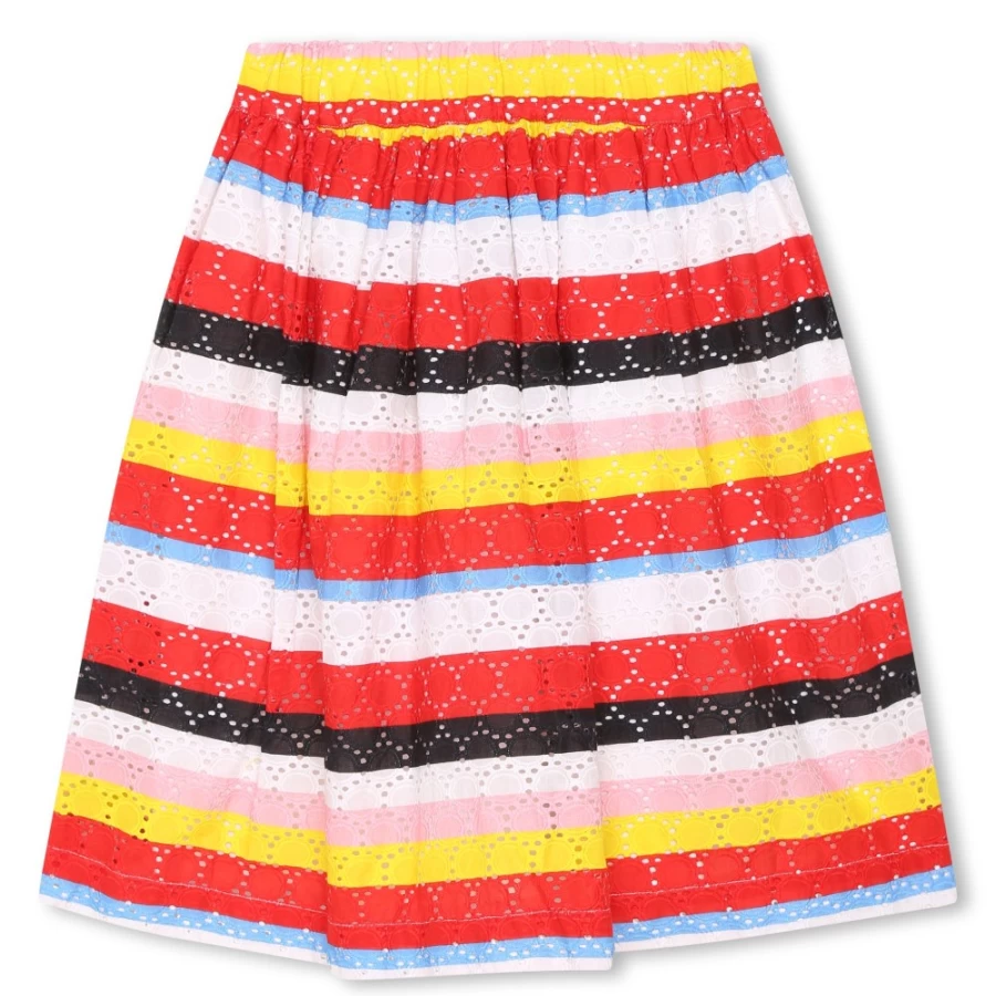 SONIA RYKIEL Girls' Multicoloured Broderie Anglaise Skirt - Floral Embroidery Cotton Summer Skirt