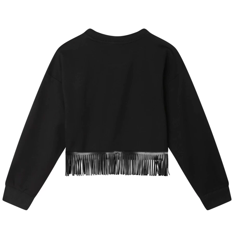 DKNY Black Tassled Sweatshirt for Girls - Stylish & Comfortable Pullover