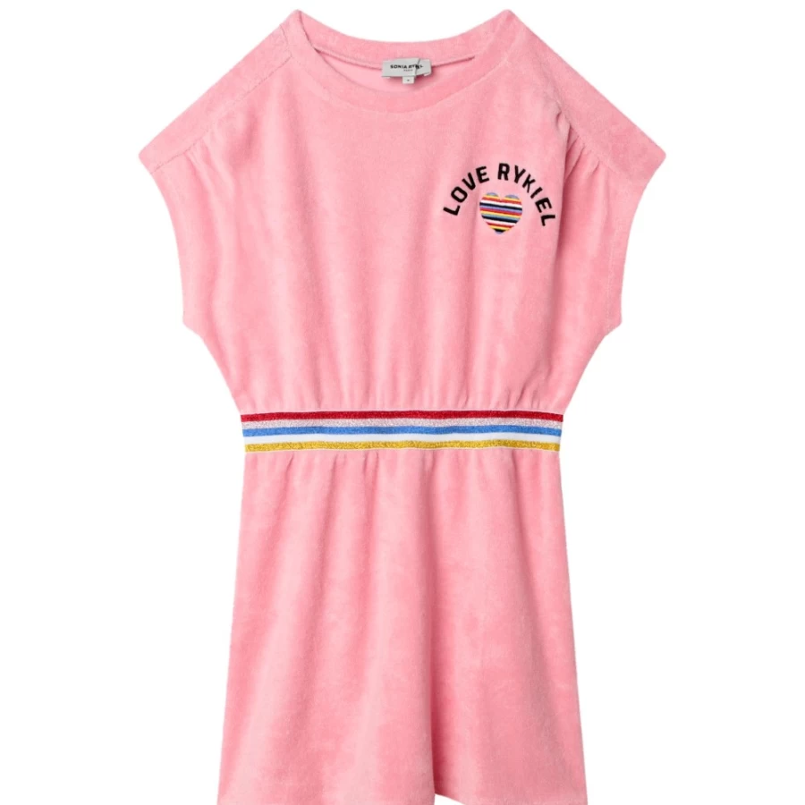 SONIA RYKIEL Girls' Pink Washed Pink Terrycloth Dress for Kids