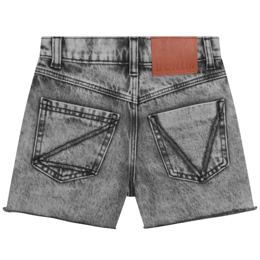 ZADIG & VOLTAIRE Girls' Adjustable Denim Grey Cotton Shorts