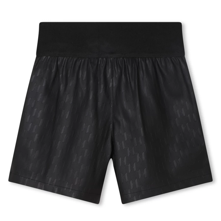 KARL LAGERFELD KIDS Girls Black Embossed Coated Shorts for Girls Fashion