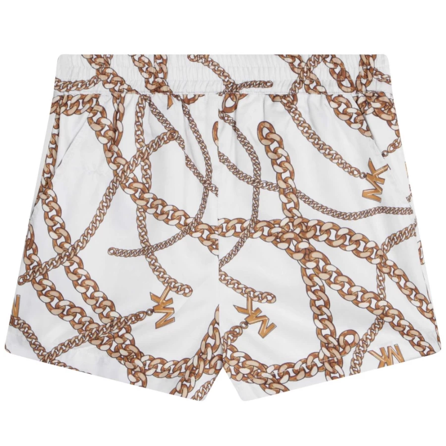 MICHAEL KORS Girls' Printed Twill Shorts in White & Yellow | Casual Summer Shorts