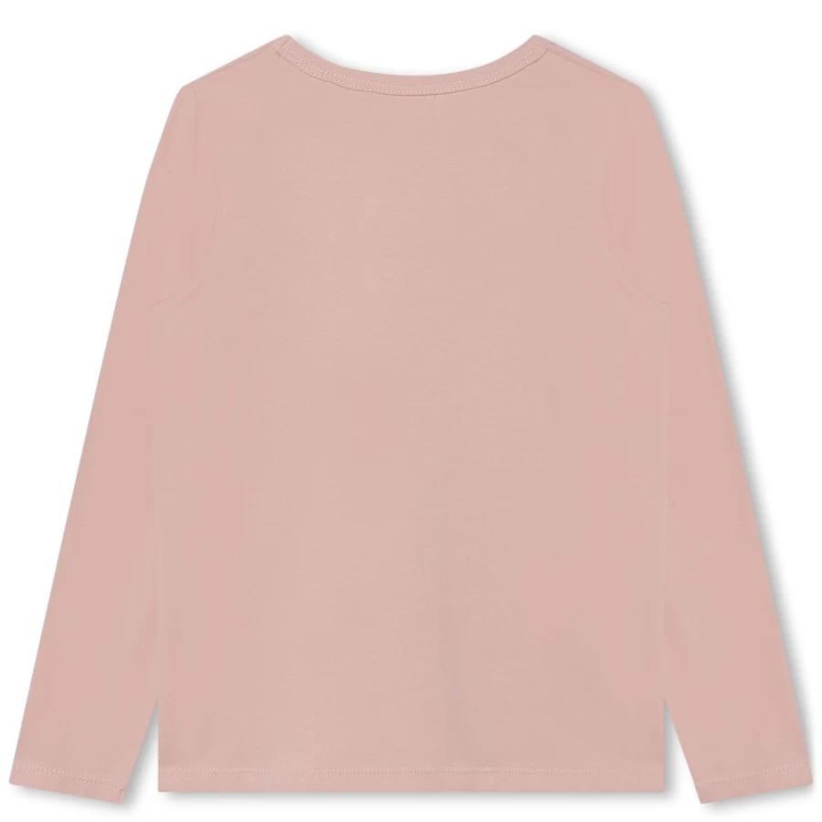 MICHAEL KORS Girls Salmon Long-Sleeve Cotton T-Shirt for Casual Wear