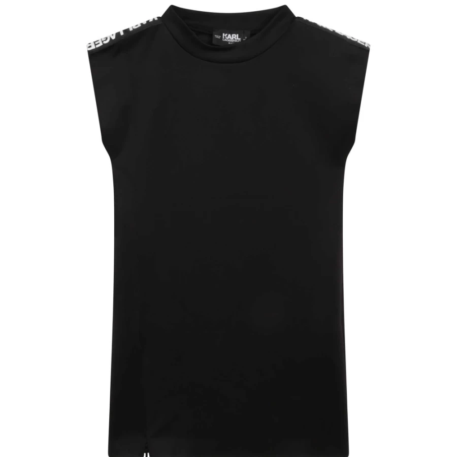 KARL LAGERFELD KIDS Black Stand-Up Collar Zip Dress for Girls