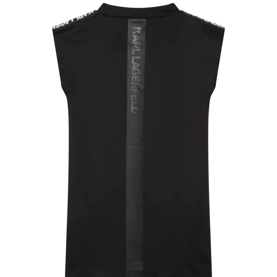 KARL LAGERFELD KIDS Black Stand-Up Collar Zip Dress for Girls