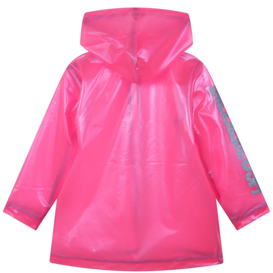 BILLIEBLUSH Pink Transparent Hooded Raincoat for Girls - Lightweight Waterproof Jacket