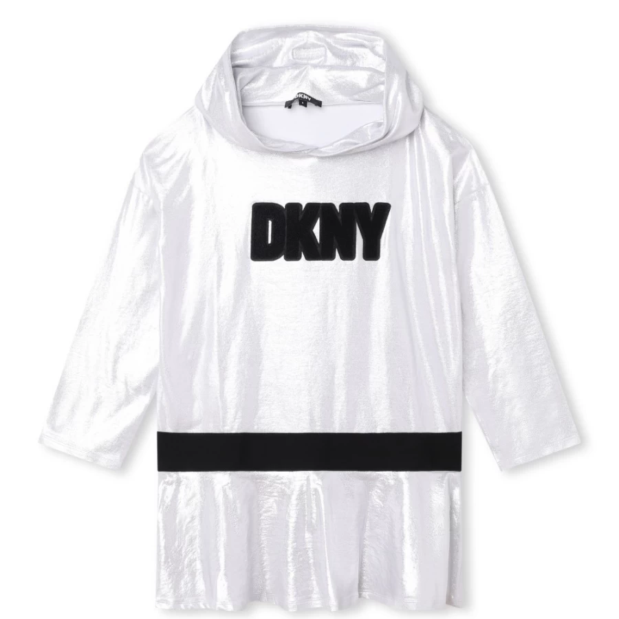 DKNY Light Grey Hooded Party Dress for Girls