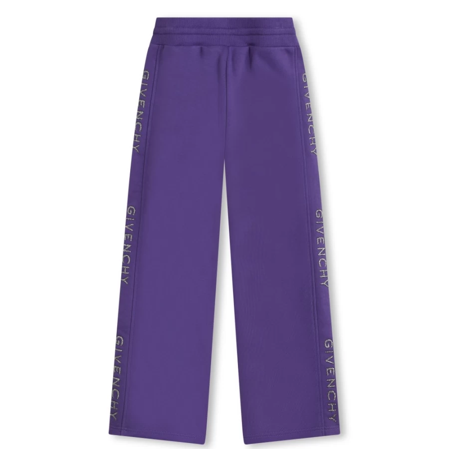 Givenchy Pale Blue Wide-Leg Fleece Trousers for Girls - Comfortable Winter Lounge Pants