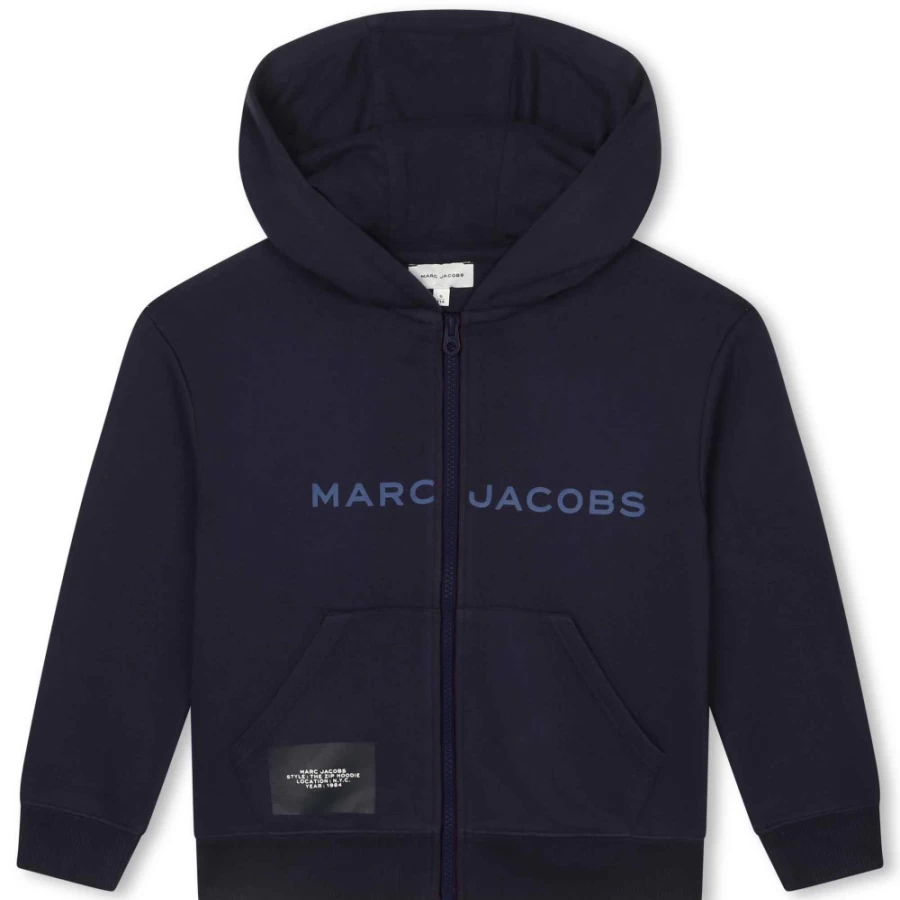 MARC JACOBS Girls Navy Zip-Up Fleece Sweatshirt for Kids
