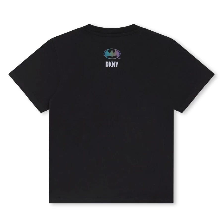 DKNY Girls' Black Short-Sleeved Cotton T-Shirt for Casual Wear