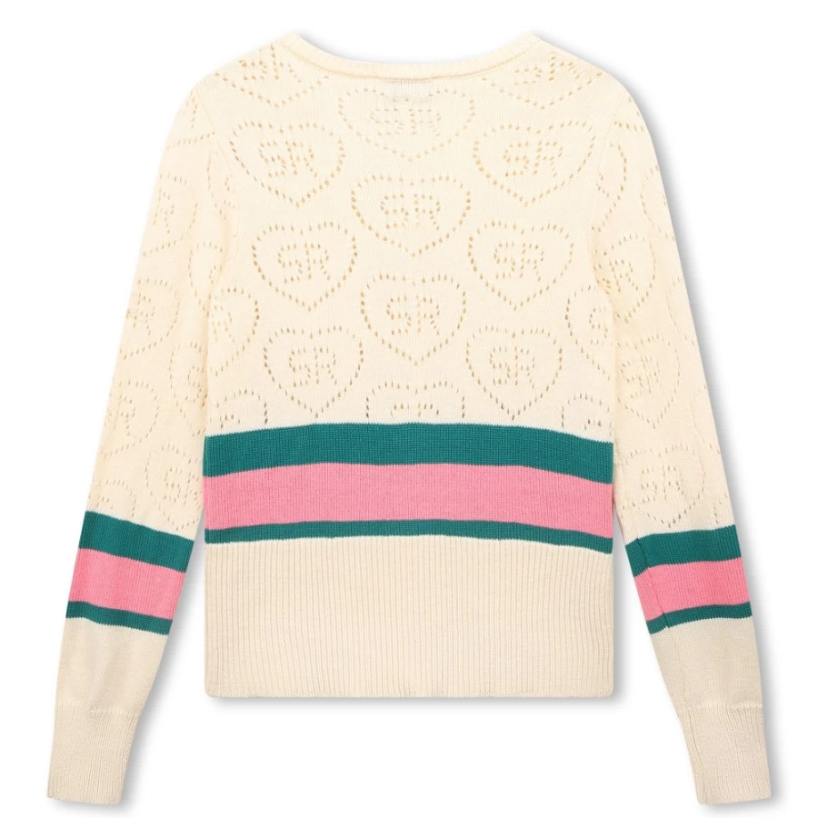 SONIA RYKIEL Ivory Open-Stitch Motif Cardigan for Girls