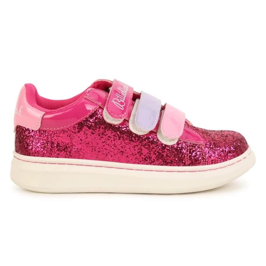 BILLIEBLUSH Girls' Multicolored Patent Leather Hook-And-Loop Sneakers for Easy Wear