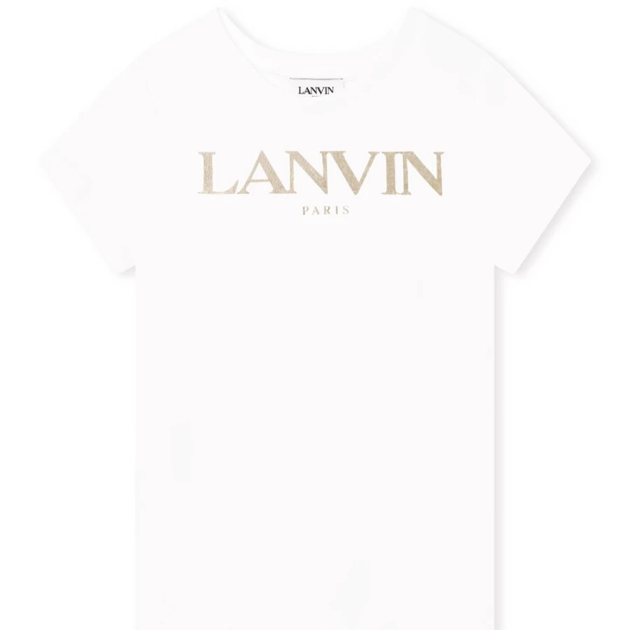 LANVIN Girl's Off-White Golden Logo T-Shirt