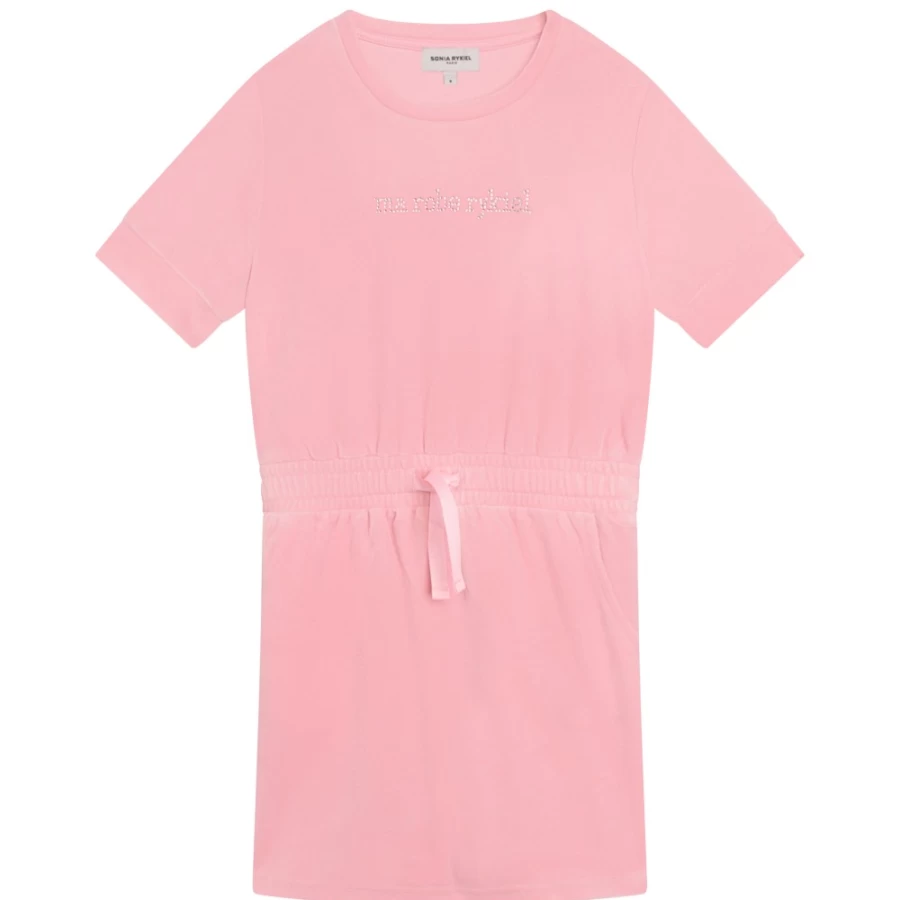 SONIA RYKIEL Girls Pink Washed Velvet Dress - Elegant Velvet Dress for Girls