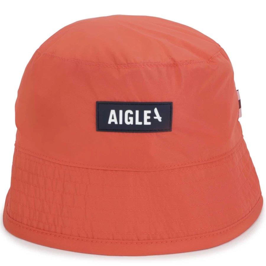 AIGLE Girls' Brick Red Plain Sun Hat With Label - Stylish & Comfortable Summer Hat