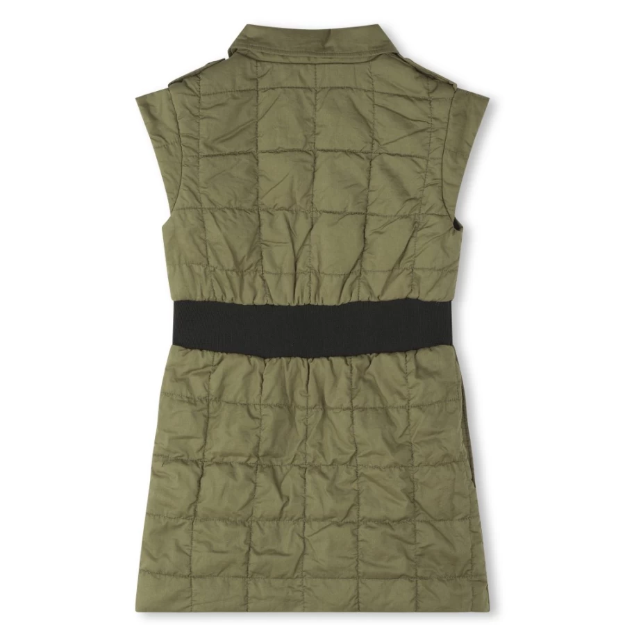 KARL LAGERFELD KIDS Girls Khaki Short Straight Zipped Dress for Kids