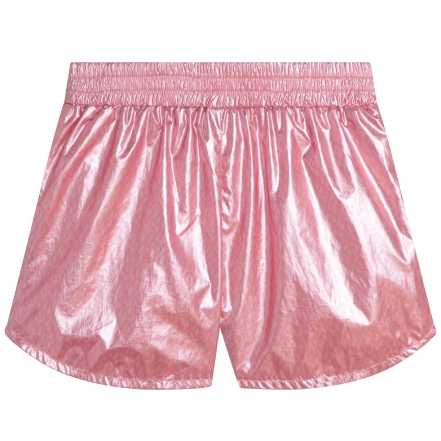 MICHAEL KORS Girls' Pink Washed Coated Canvas Shorts for Stylish Comfort