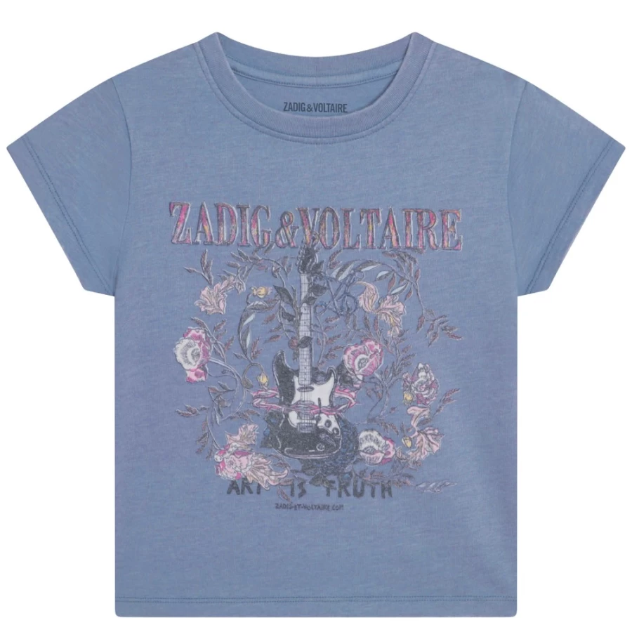 ZADIG & VOLTAIRE Navy Printed T-Shirt for Girls - Stylish Graphic Tee
