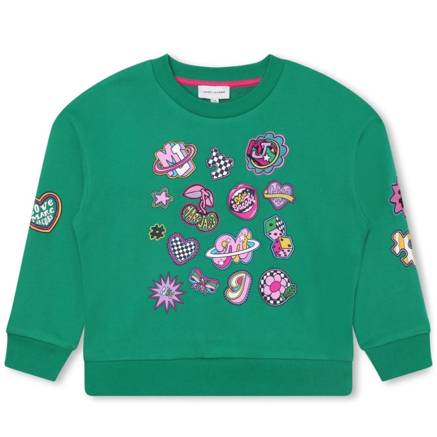 MARC JACOBS Green Fleece Sweatshirt for Girls - Cozy Pullover Hoodie